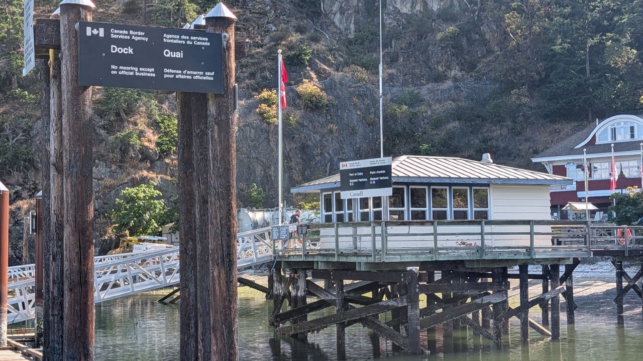 Canada Border Services Agency customs dock at Bedwell Harbour