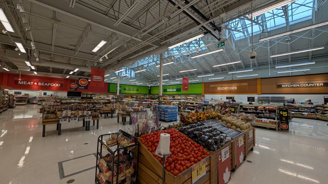 Inside a large grocery store in Comox Valley restocking provisions after weeks of remote cruising