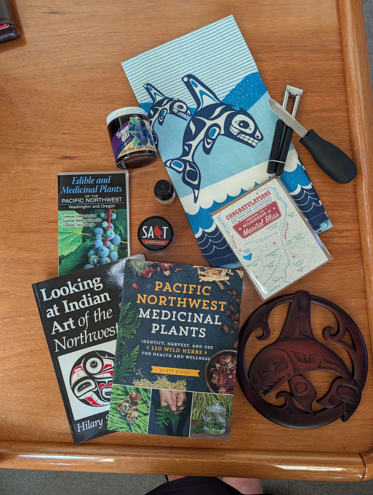 Books on Pacific Northwest edible and medicinal plants with Coast Salish art